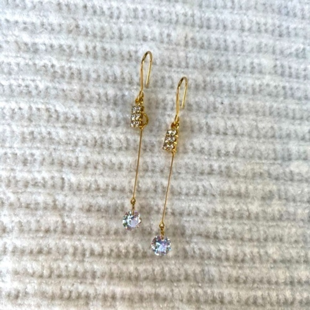 Cubic Zirconia long dangling earrings